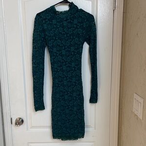 Moda International Dark Green Lace Long Sleeve Dress